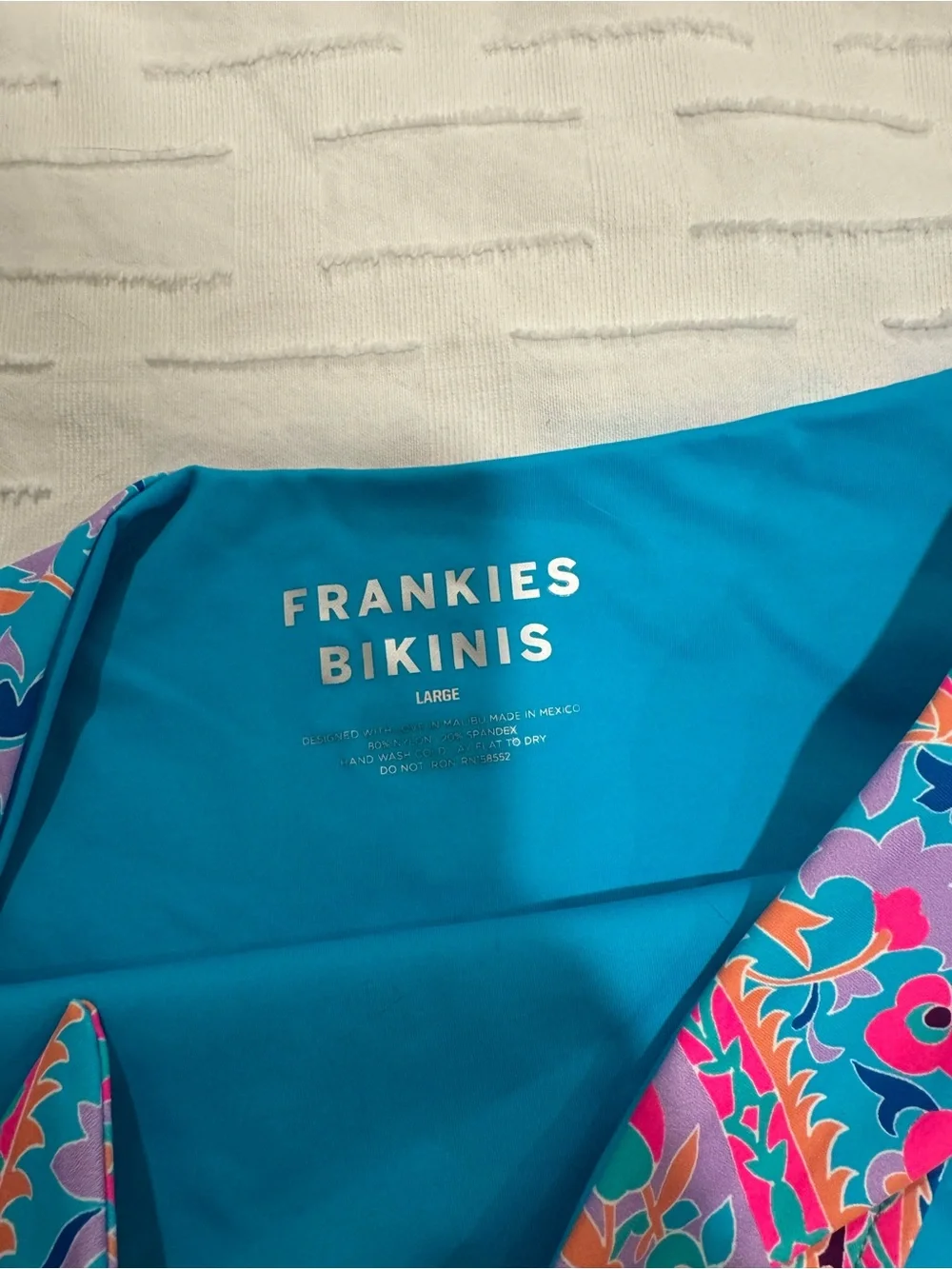 Frankie's Bikinis Turquoise, Pink & Orange Paisley High-Waist Bikini Bottom